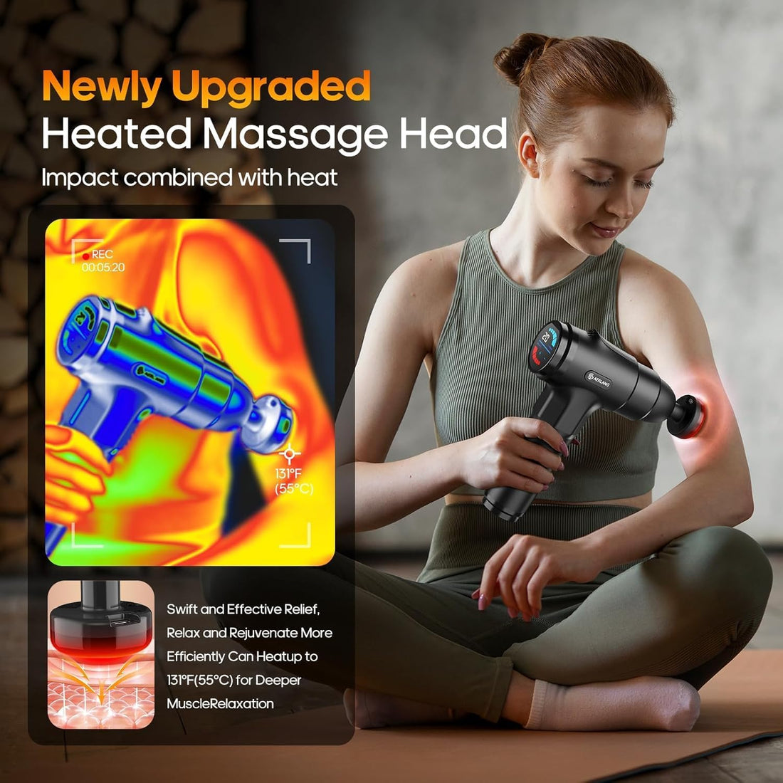 Heat Massage Gun — Deep Tissue Muscle Relief for Full Body